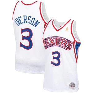 Allen Iverson Philadelphia 76ers 1996/97 Hardwood Classics Uniques Swingman Jersey White/Red/Royal/Black - Vêtement de fan emblématique - Montrez votre amour pour l'équipe