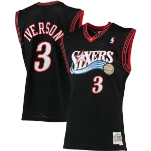 Allen Iverson Philadelphia 76ers 2000/01 Big & Tall Magnifique Hardwood Classics Swingman Jersey Black/Red/Royal/White - Maillot de marque reconnue - Faites confiance à la qualité