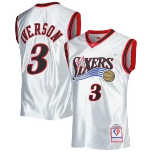 Allen Iverson Philadelphia 76ers Distingué 2000/01 Hardwood Classics 75th Anniversary Swingman Jersey Platinum - Confort et style combinés - Pour un look exceptionnel
