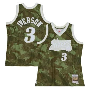 Allen Iverson Philadelphia 76ers Prime Hardwood Classics 1997/98 Ghost Green Swingman Jersey Camo - Fait à la main - Un produit unique et de qualité