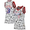 Allen Personalisable Iverson Philadelphia 76ers Women's 2000 Doodle Swingman Jersey White - Pour les matchs d'athlétisme - Restez frais et confortable
