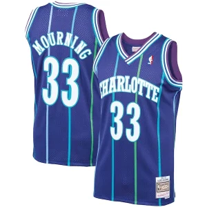 Alonzo Mourning Charlotte Élégant Hornets 1994/95 Hardwood Classics Swingman Jersey Purple - Parfait pour le match jour - Montrez votre support avec style