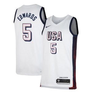 Anthony Edwards Unisex Nike Men's USA Basketball 2024 Swingman Player Moderne Jersey White - Maillot de qualité supérieure - Durable et résistant