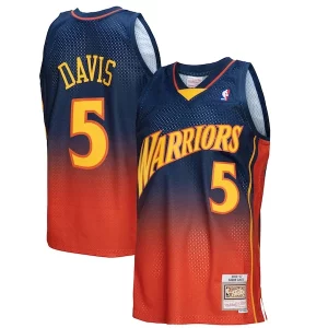 Baron Davis Confortable Golden State Warriors 2006/07 Hardwood Classics Fadeaway Swingman Player Jersey Navy/Orange - Édition commemorative - Souvenez-vous des moments inoubliables