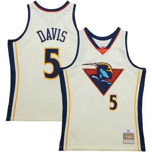 Baron Davis Uniques Golden State Warriors Chainstitch Swingman Jersey Cream - Maillot authentique - Reproduit avec soin