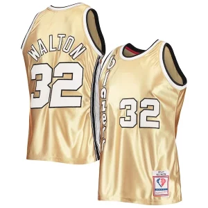 Bill Walton Portland Trail Blazers 75th Anniversary 1976/77 Hardwood Classics Swingman Jersey Notable Gold - Maillot de qualité supérieure - Durable et résistant