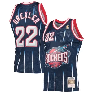 Clyde Drexler Houston Rockets Bold 1996/97 Hardwood Classics Swingman Jersey Navy - Vêtement de fan emblématique - Montrez votre amour pour l'équipe