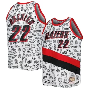 Clyde Drexler Portland Vibrant Trail Blazers 1991/92 Hardwood Classics Doodle Swingman Player Jersey White - Nouvelle arrivée - Êtes-vous prêt pour la saison ?
