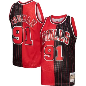 Dennis Rodman Chicago Bulls Big Moderne & Tall Hardwood Classics 1995/96 Split Swingman Jersey Red/Black - Confort et style combinés - Pour un look exceptionnel