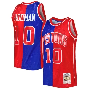Dennis Rodman Detroit Pistons Hardwood Classics 1988/89 Split Swingman Jersey Captivant Blue/Red - Livraison gratuite - Économisez sur les frais d'expédition
