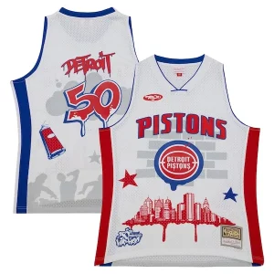 Detroit Pistons x Tats Cru Hardwood Classics Fashion Confortable Jersey White - Style contemporain - Restez à la mode avec ce maillot