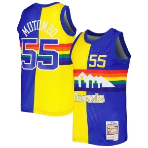 Dikembe Mutombo Denver Nuggets Hardwood Captivant Classics 1991/92 Split Swingman Jersey Royal/Gold - Maillot de qualité supérieure - Durable et résistant