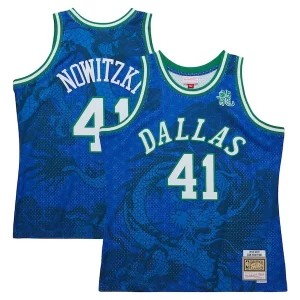 Dirk Nowitzki Dallas Bold Mavericks 1998 2019 Hardwood Classics Asian Heritage 6.0 Swingman Throwback Player Jersey Blue - Maillot de marque reconnue - Faites confiance à la qualité