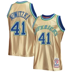 Dirk Nowitzki Dallas Mavericks 75th Anniversary 1998/99 Authentique Hardwood Classics Swingman Jersey Gold - Événement exclusif - Soyez l'un des premiers à avoir ce maillot