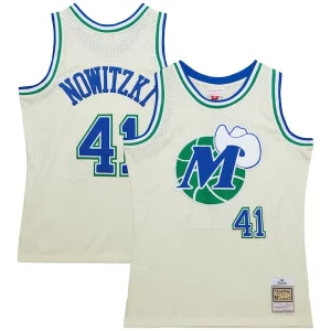 Dirk Bold Nowitzki Dallas Mavericks Chainstitch Swingman Jersey Cream - Vêtement de fan emblématique - Montrez votre amour pour l'équipe
