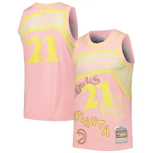 Dominique Wilkins Atlanta Hawks 1986/87 Swingman Sidewalk Gracieux Sketch Jersey Pink - Pour les joueurs de basketball amateurs - Adapté à tous les styles de jeu