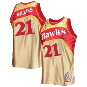 Dominique Wilkins Atlanta Hawks Superbe 75th Anniversary 1986/87 Hardwood Classics Swingman Jersey Gold - Fait à la main - Un produit unique et de qualité