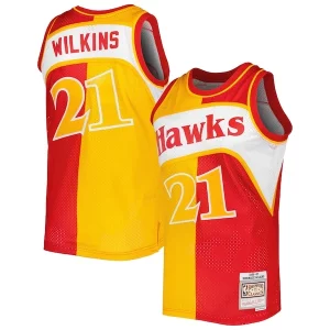 Dominique Wilkins Authentique Atlanta Hawks Hardwood Classics 1986/87 Split Swingman Jersey Yellow/Red - Parfait pour le match jour - Montrez votre support avec style