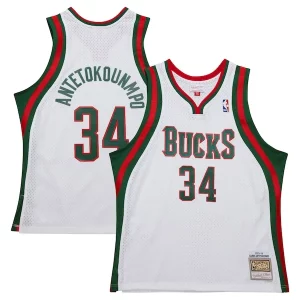 Giannis Antetokounmpo Milwaukee Personalisable Bucks 2013/14 Hardwood Classics Swingman Jersey White - Pour les joueurs de basketball amateurs - Adapté à tous les styles de jeu