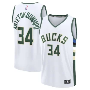 Giannis Tendance Antetokounmpo Milwaukee Bucks Fast Break Replica Player Jersey Association Edition White - Idéal pour les soirées de sport - Montrez votre style