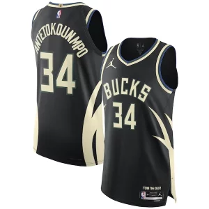 Giannis Antetokounmpo Milwaukee Bucks Jordan Brand Authentic Player Jersey Bold Statement Edition Black - Style contemporain - Restez à la mode avec ce maillot