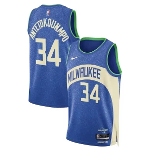 Giannis Antetokounmpo Milwaukee Bucks Nike Unisex Gracieux 2023/24 Swingman Jersey Blue City Edition - Idéal pour les collectionneurs - Qualité premium garantie