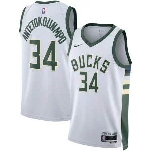 Giannis Antetokounmpo Milwaukee Bucks Nike Unisex Swingman Jersey Association Edition White/Hunter Green Exclusif - Design innovant - Écarte-vous du commun des mortels