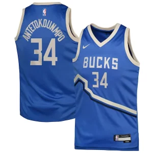 Giannis Antetokounmpo Milwaukee Incontournable Bucks Nike Youth 2024/25 Swingman Player Jersey City Edition Royal - Pour les joueurs de basketball amateurs - Adapté à tous les styles de jeu