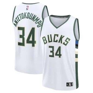 Giannis Antetokounmpo Milwaukee Bucks Fast Break Replica Confortable Player Jersey Association Edition White - Livraison gratuite - Économisez sur les frais d'expédition