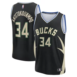 Giannis Antetokounmpo Milwaukee Bucks Exceptionnel Youth Fast Break Replica Player Jersey Statement Edition Black - Pour les fans de la ligue - Un maillot authentique de la compétition