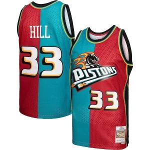 Grant Hill Refiné Detroit Pistons Hardwood Classics 1999/00 Split Swingman Jersey Teal/Red - Confort et style combinés - Pour un look exceptionnel