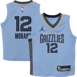 Ja Morant Memphis Grizzlies Jordan Brand Preschool 2022/23 Statement Edition Jersey Collectible Light Blue - Maillot de qualité supérieure - Durable et résistant