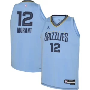 Ja Morant Memphis Grizzlies Jordan Brand Youth Swingman Jersey Statement Edition Light Uniques Blue - Maillot de qualité supérieure - Durable et résistant