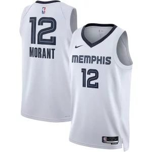 Ja Morant Memphis Grizzlies Nike Unisex Swingman Exquisite Jersey Association Edition White/Navy - Confort et style combinés - Pour un look exceptionnel