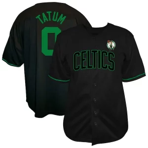 Jayson Tatum Boston Celtics Profile Big & Tall Name & Number Button Haut de gamme Up Jersey Black - Idéal pour les soirées de sport - Montrez votre style