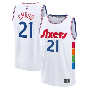 Joel Embiid Classique Philadelphia 76ers 2024/25 Fast Break Player Jersey City Edition White - Collectionner ce maillot rare - Augmentez la valeur de votre collection