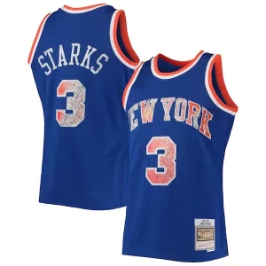 John Starks Bold New York Knicks 1991/92 Hardwood Classics NBA 75th Anniversary Diamond Swingman Jersey Blue - Édition limitée - Uniques dans leur genre