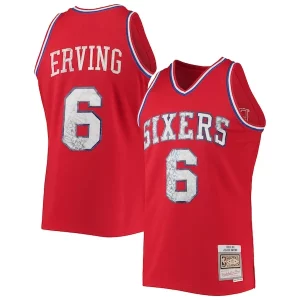Julius Erving Philadelphia 76ers 1982/83 Hardwood Classics NBA Confortable 75th Anniversary Diamond Swingman Jersey Red - Maillot de championnat - Revivez les victoires glorieuses