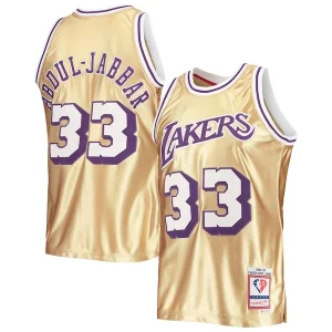 Kareem Abdul Jabbar Los Angeles Lakers 75th Anniversary Prime 1983/84 Hardwood Classics Swingman Jersey Gold - Stock limité - Commandez vite votre maillot exclusif