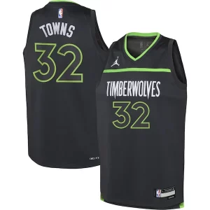 Karl Anthony Towns Minnesota Timberwolves Jordan Brand Youth Swingman Jersey Statement Edition Moderne Black - Idéal pour les soirées de sport - Montrez votre style