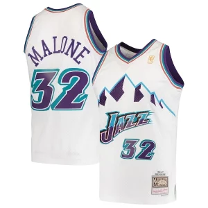 Karl Malone Utah Jazz 1996/97 Hardwood Classics Unique Swingman Jersey White - Événement exclusif - Soyez l'un des premiers à avoir ce maillot