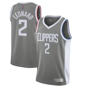 Kawhi Leonard LA Clippers Nike Stylish 2020/21 Swingman Player Jersey Gray Earned Edition - Pour les joueurs de basketball amateurs - Adapté à tous les styles de jeu
