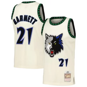 Kevin Garnett Charming Minnesota Timberwolves Chainstitch Swingman Jersey Cream - Livraison gratuite - Économisez sur les frais d'expédition