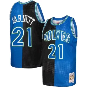 Kevin Garnett Minnesota Timberwolves Hardwood Classics 1995/96 Split Swingman Jersey Magnifique Black/Blue - Pour les fans de la ligue - Un maillot authentique de la compétition