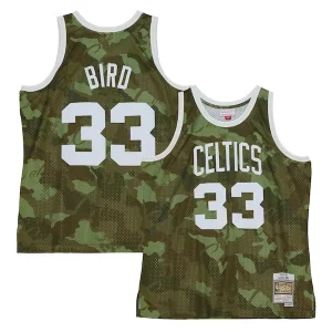 Larry Bird Boston Celtics Hardwood Classics 1985/86 Ghost Gracieux Green Swingman Jersey Camo - Maillot de championnat - Revivez les victoires glorieuses
