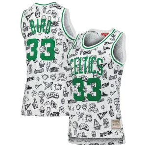 Larry Bird Boston Celtics Women's 1985 Doodle Swingman Jersey White Uniques - Nouvelle arrivée - Êtes-vous prêt pour la saison ?