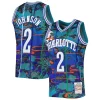 Larry Johnson Charlotte Hornets 1992/93 Hardwood Classics Lunar New Year Swingman Gracieux Jersey Teal - Édition limitée - Uniques dans leur genre