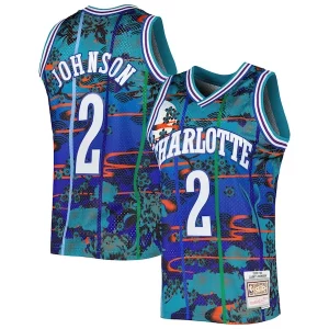 Larry Johnson Charlotte Hornets 1992/93 Hardwood Classics Lunar New Year Swingman Gracieux Jersey Teal - Édition limitée - Uniques dans leur genre