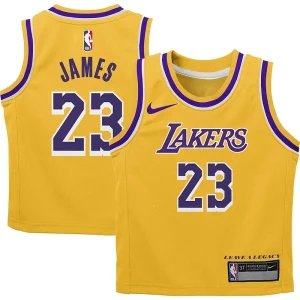 LeBron James Los Angeles Lakers Nike Personalisable Preschool Dri FIT Swingman Player Jersey Icon Edition Gold - Événement exclusif - Soyez l'un des premiers à avoir ce maillot