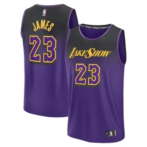LeBron James Los Angeles Lakers Youth 2024/25 Fast Break Player Jersey City Élégant Edition Purple - Édition commemorative - Souvenez-vous des moments inoubliables